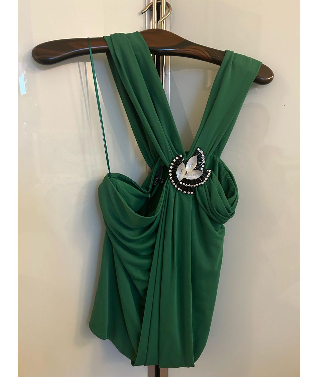 GUCCI Зеленая вискозная блузы, фото 9