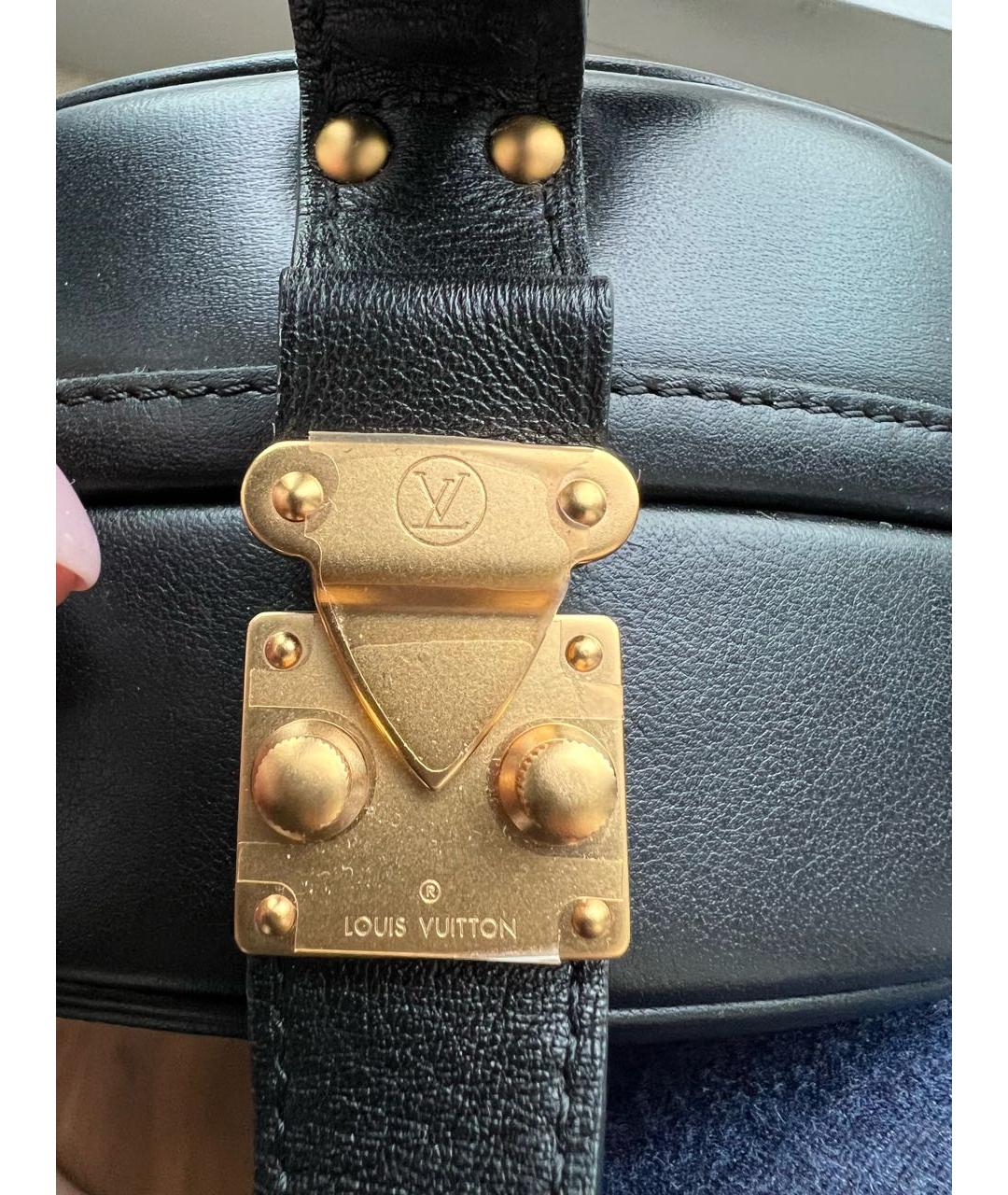 LOUIS VUITTON Черная кожаная сумка с короткими ручками, фото 4