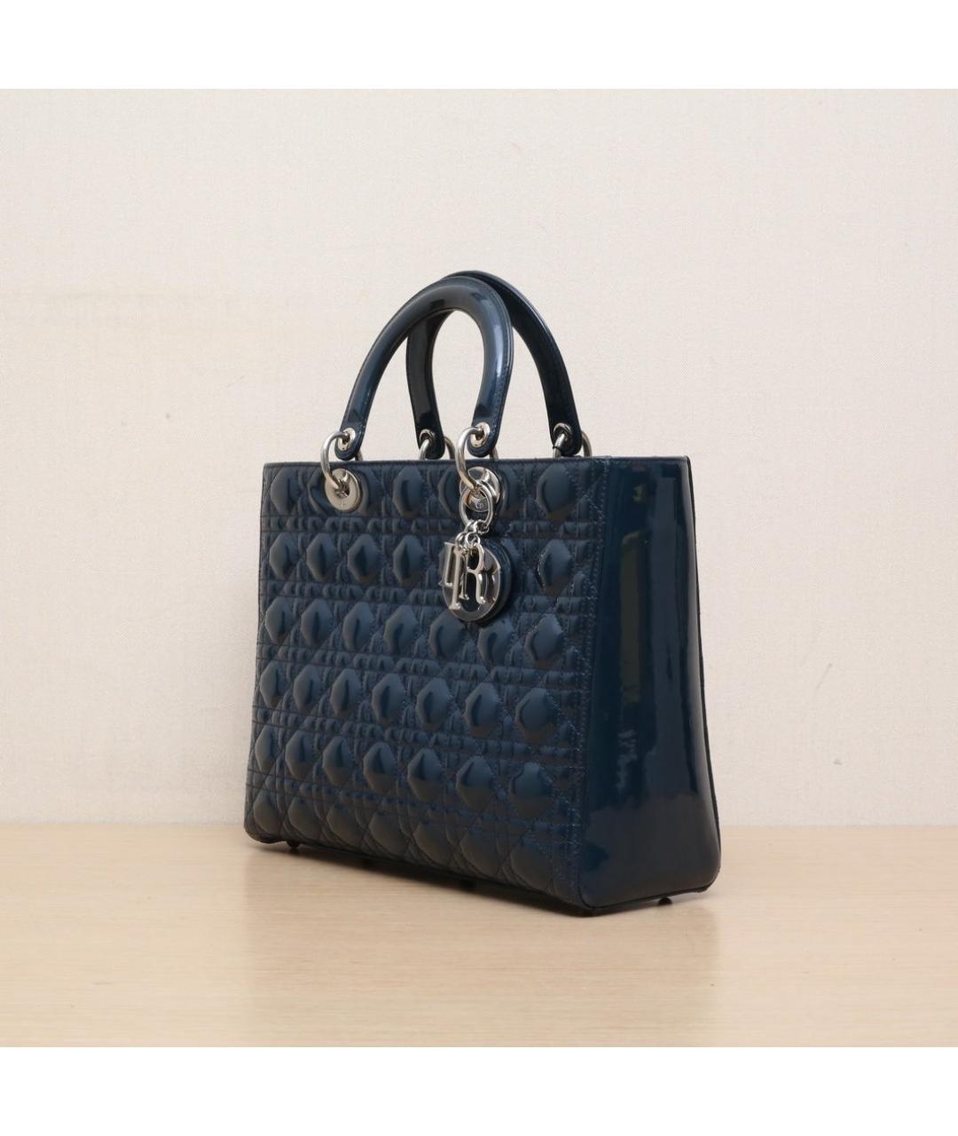 CHRISTIAN DIOR Темно-синяя сумка через плечо из лакированной кожи, фото 4