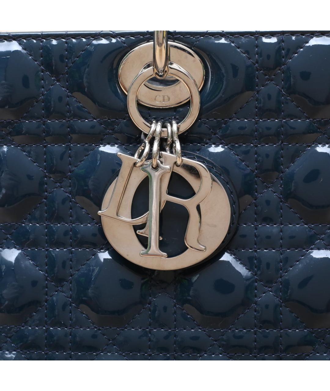 CHRISTIAN DIOR Темно-синяя сумка через плечо из лакированной кожи, фото 7