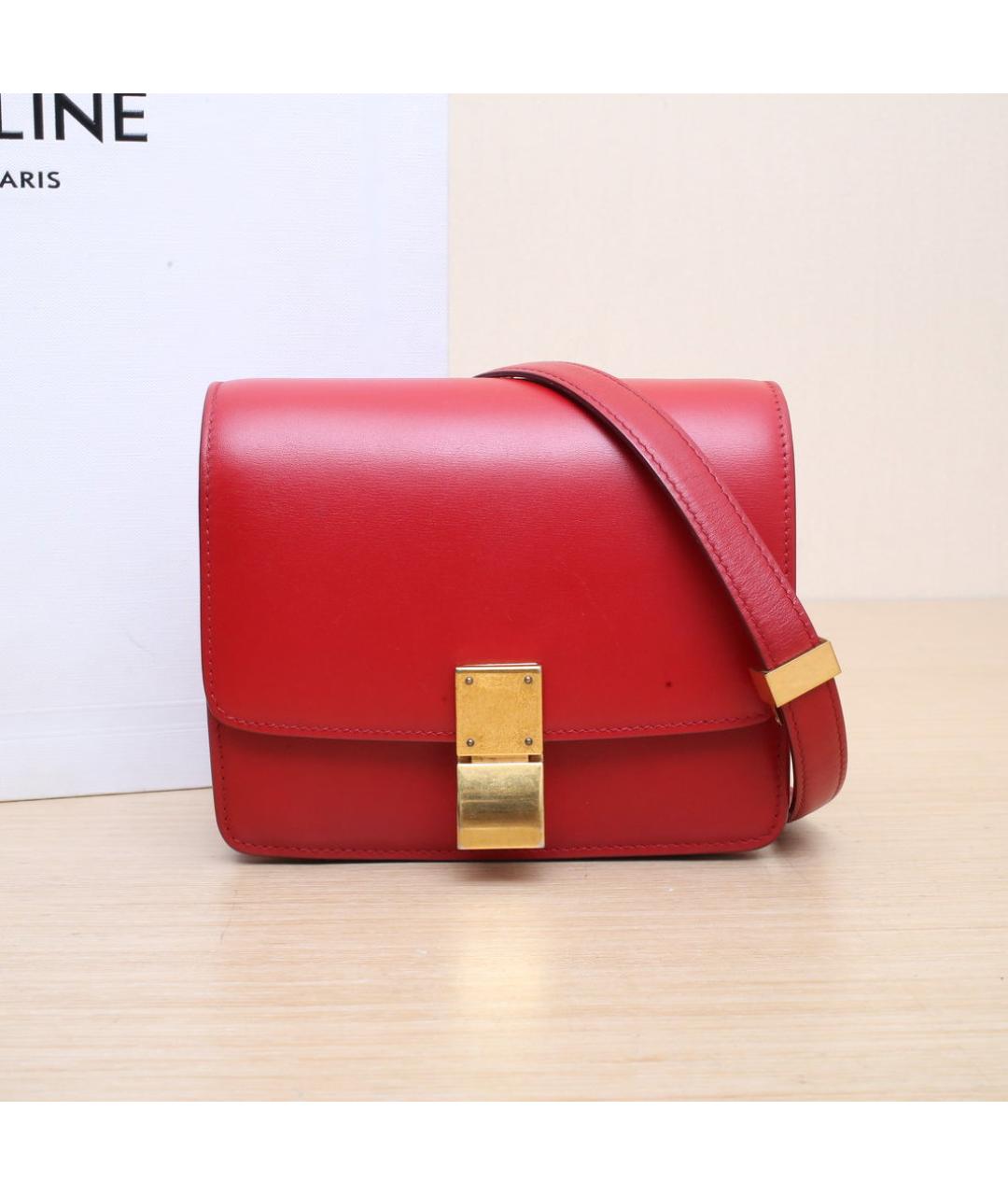 CELINE Красная кожаная сумка через плечо, фото 2