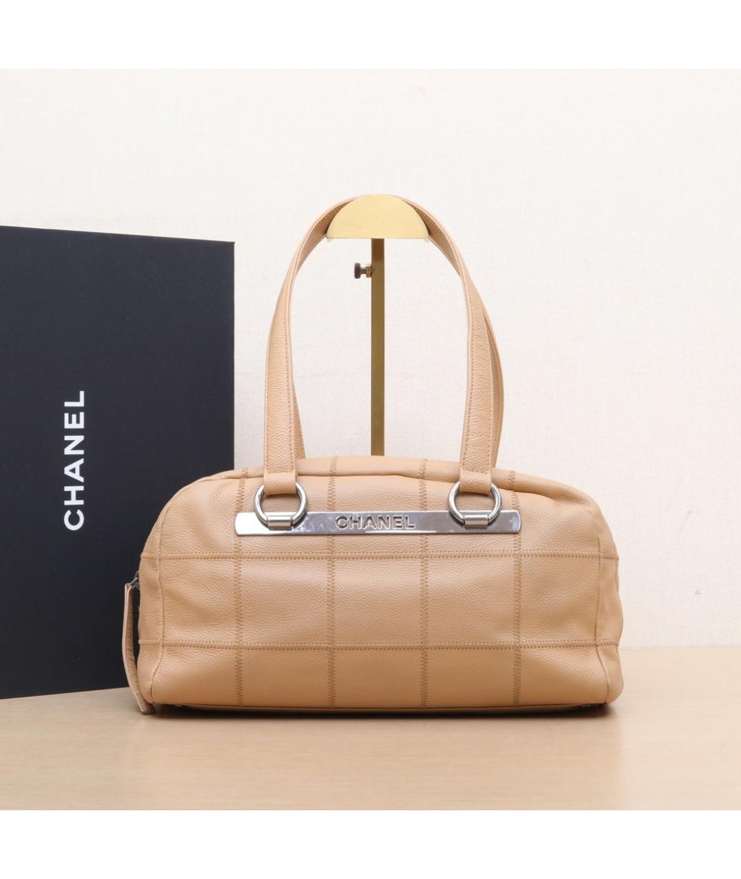 CHANEL Бежевая кожаная сумка через плечо, фото 2