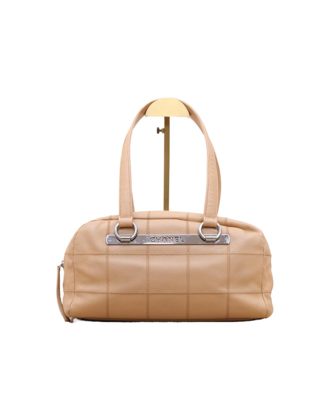 CHANEL Бежевая кожаная сумка через плечо, фото 9