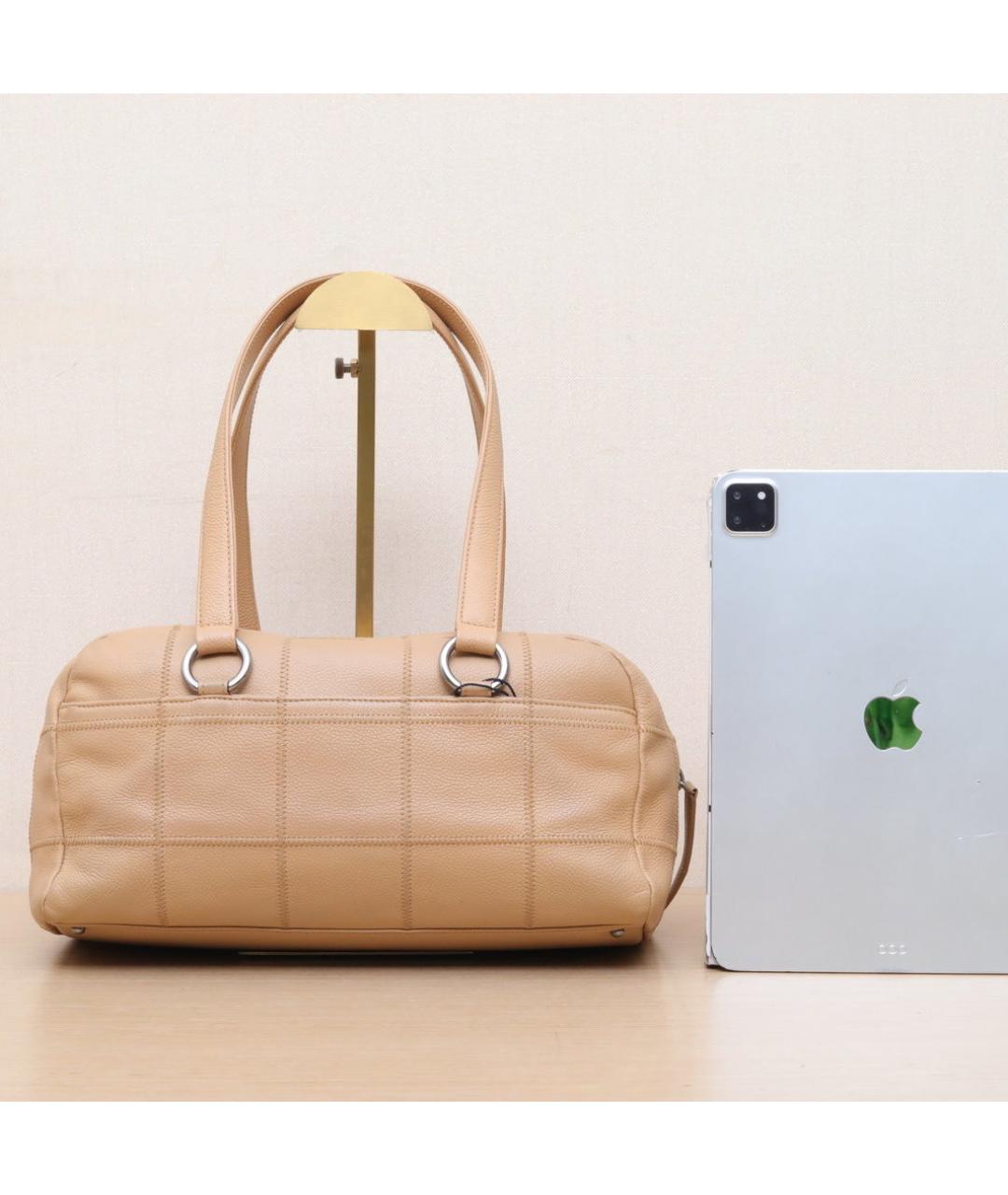 CHANEL Бежевая кожаная сумка через плечо, фото 6