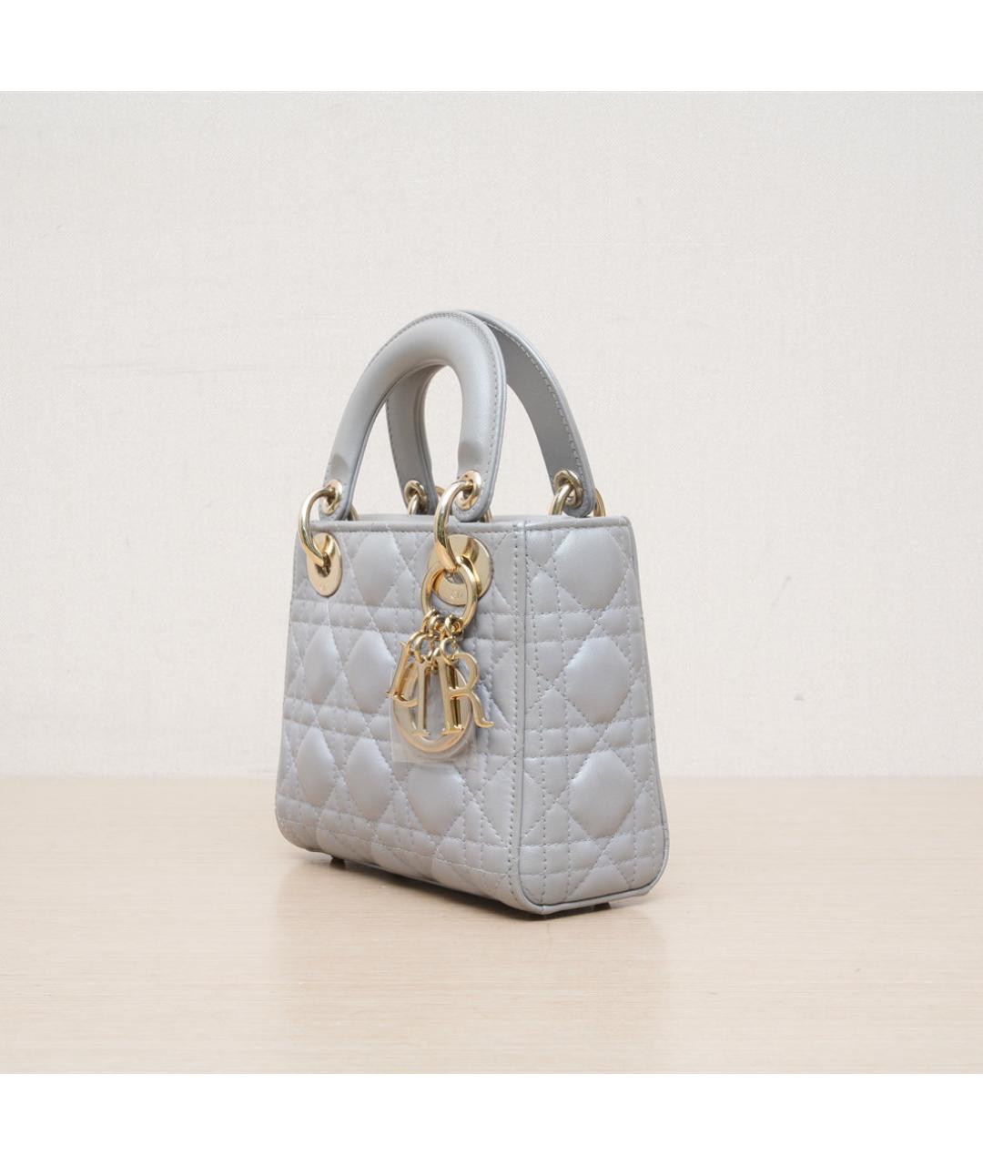 CHRISTIAN DIOR Серая кожаная сумка через плечо, фото 4