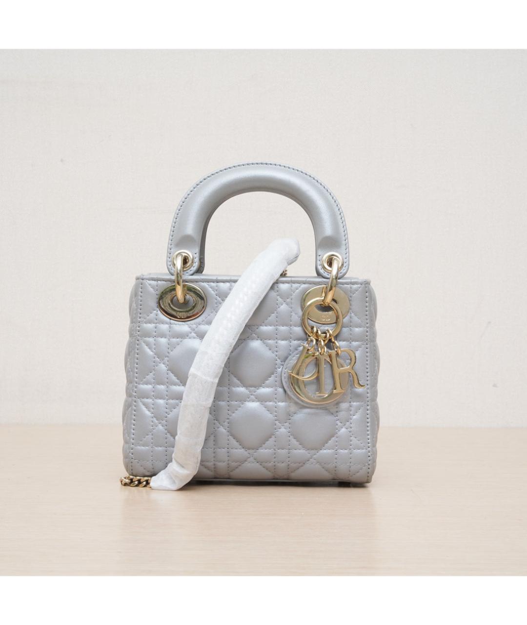 CHRISTIAN DIOR Серая кожаная сумка через плечо, фото 3