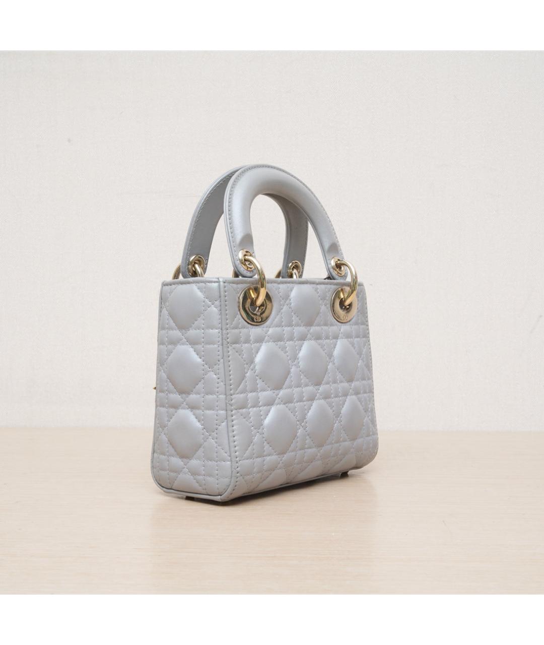 CHRISTIAN DIOR Серая кожаная сумка через плечо, фото 6