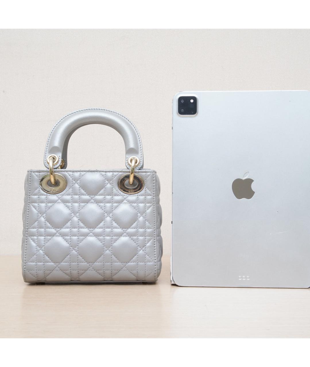 CHRISTIAN DIOR Серая кожаная сумка через плечо, фото 7