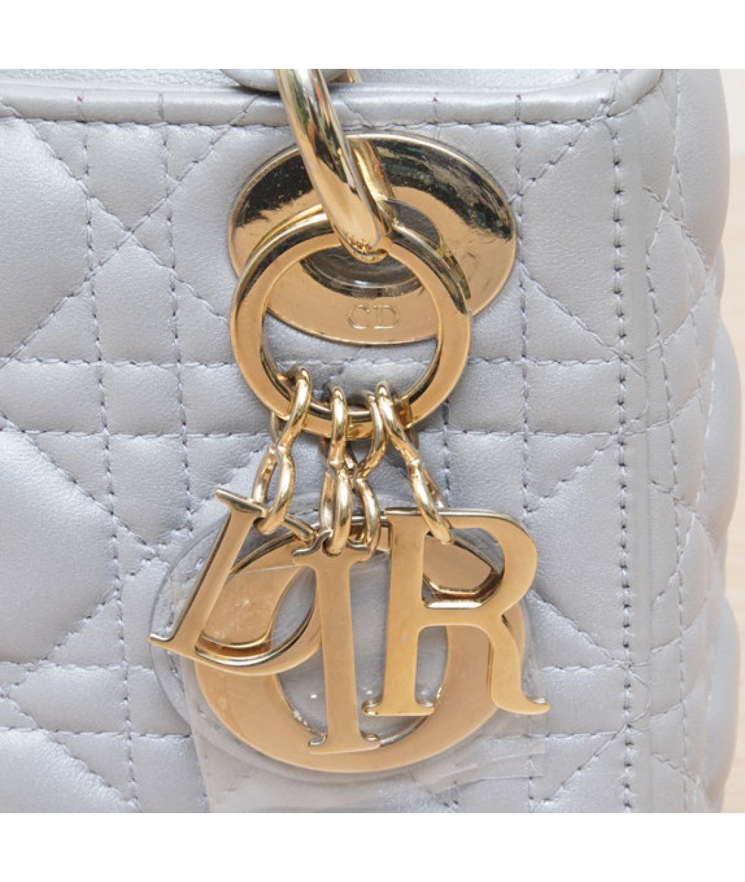 CHRISTIAN DIOR Серая кожаная сумка через плечо, фото 8