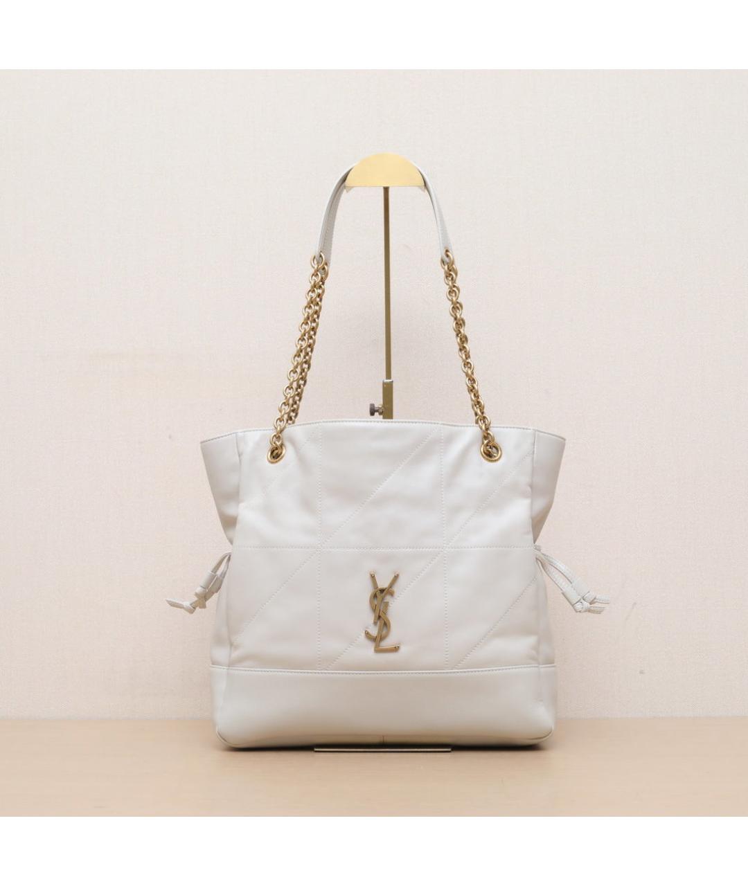 SAINT LAURENT Белая кожаная сумка через плечо, фото 3