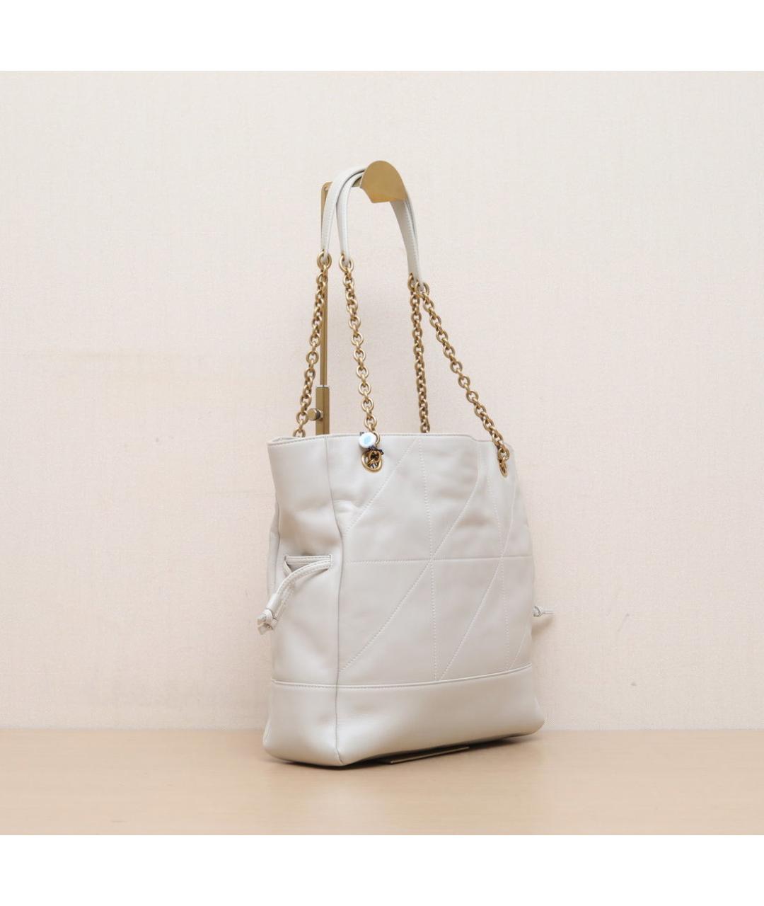 SAINT LAURENT Белая кожаная сумка через плечо, фото 6