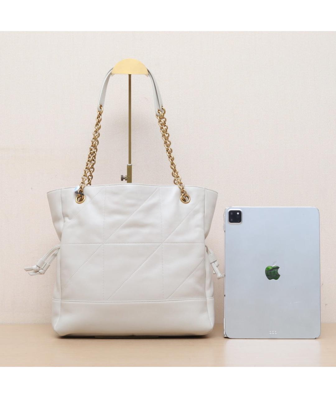 SAINT LAURENT Белая кожаная сумка через плечо, фото 7