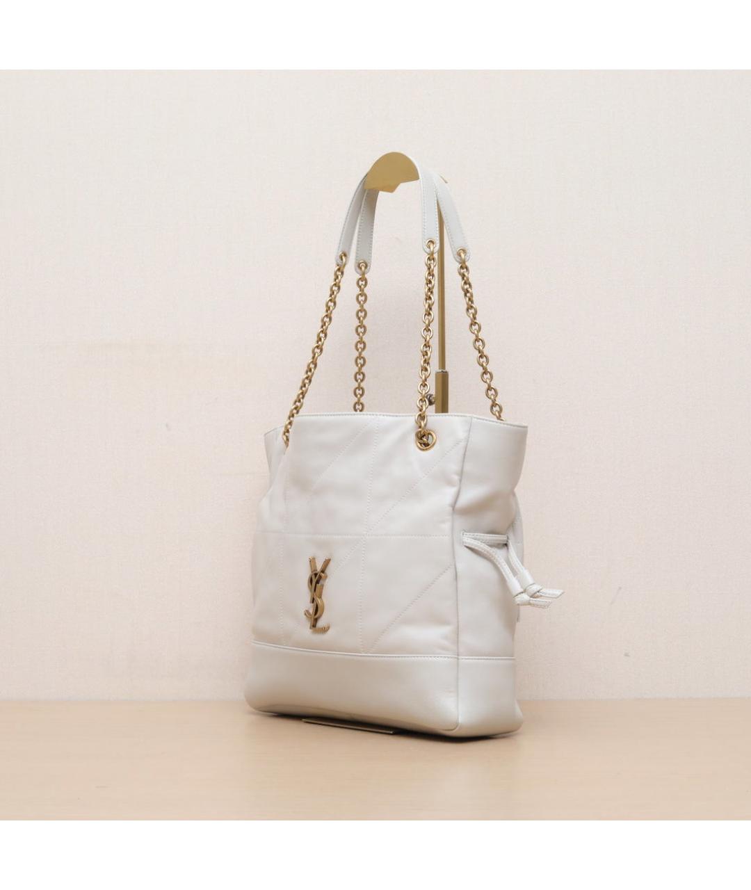 SAINT LAURENT Белая кожаная сумка через плечо, фото 4