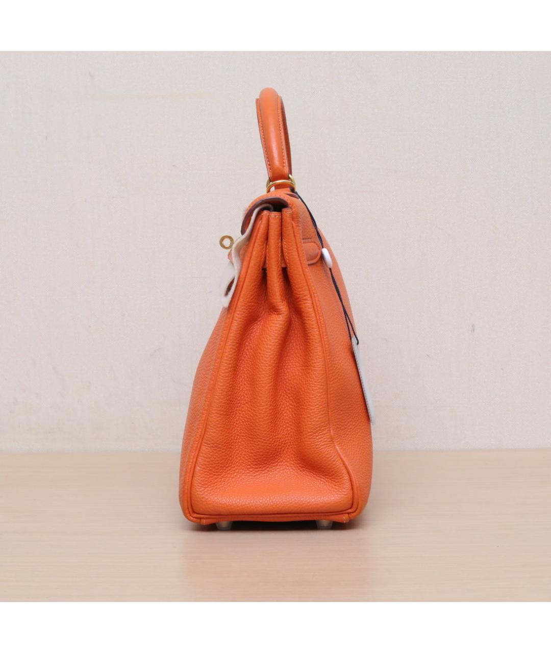 HERMES Оранжевая кожаная сумка через плечо, фото 5