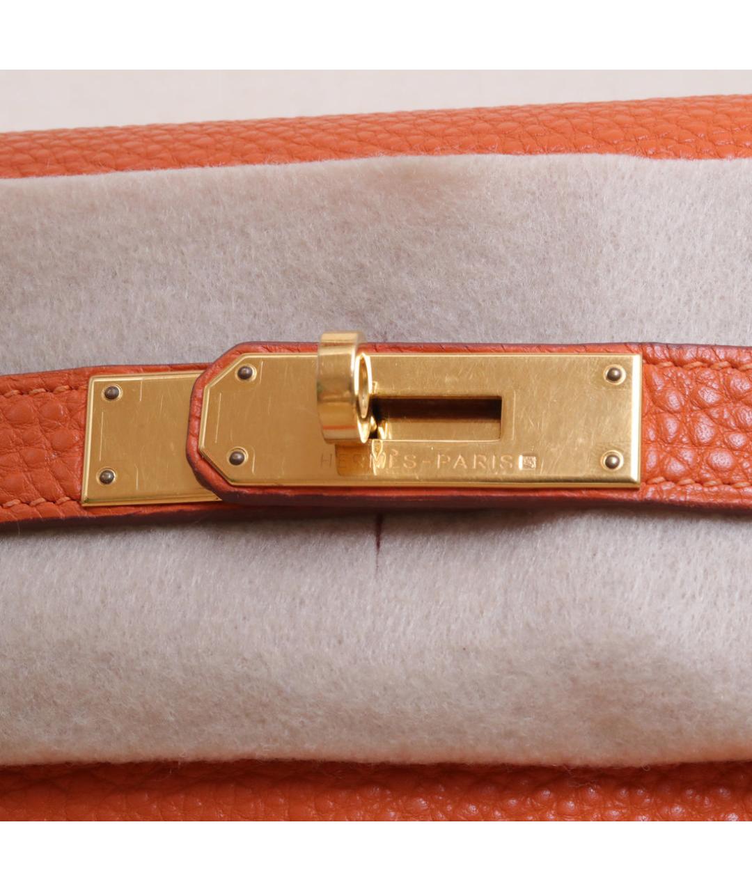 HERMES Оранжевая кожаная сумка через плечо, фото 8