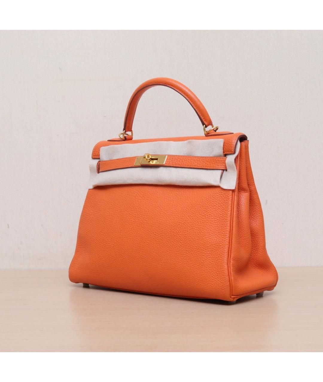 HERMES Оранжевая кожаная сумка через плечо, фото 4