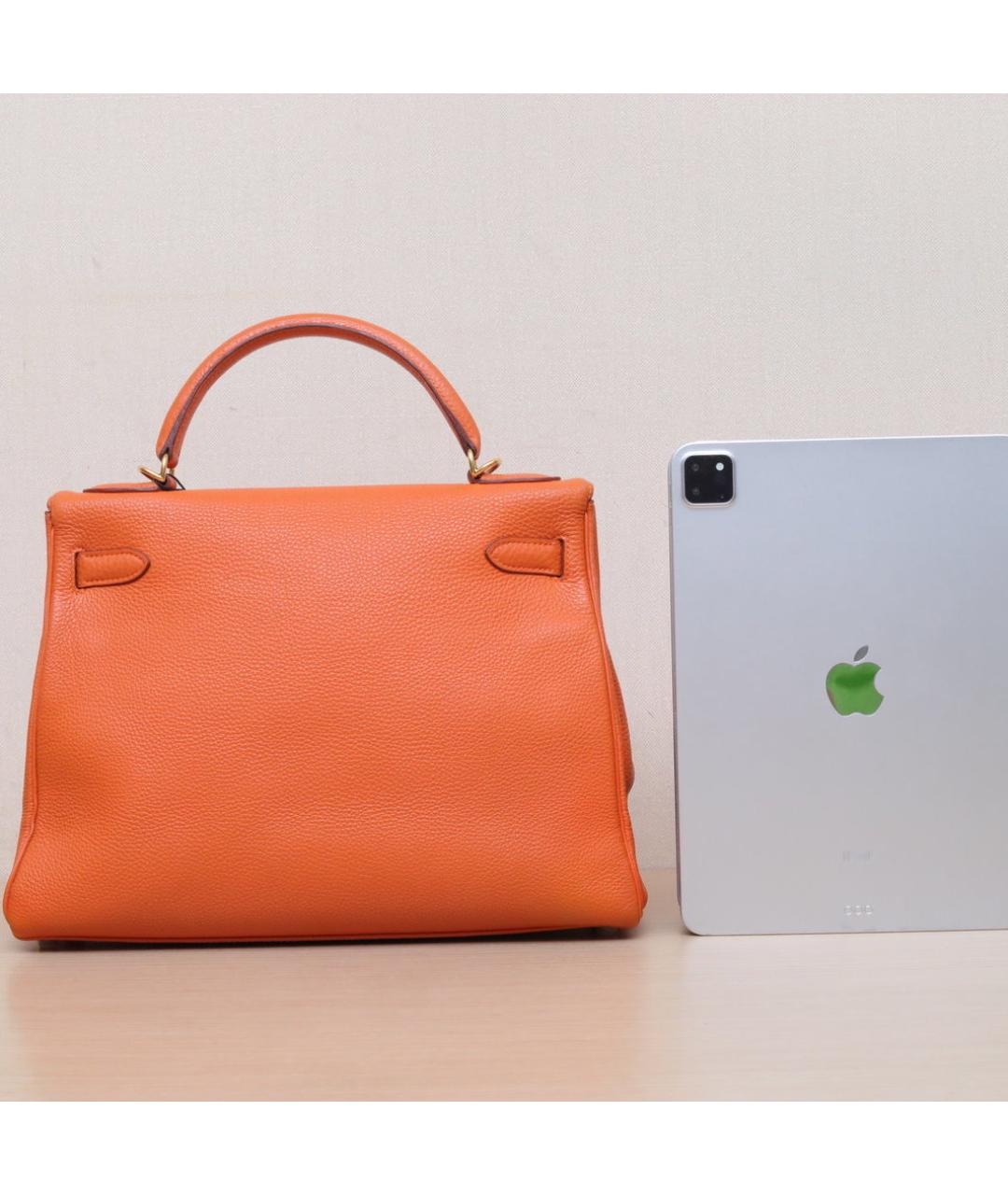 HERMES Оранжевая кожаная сумка через плечо, фото 7