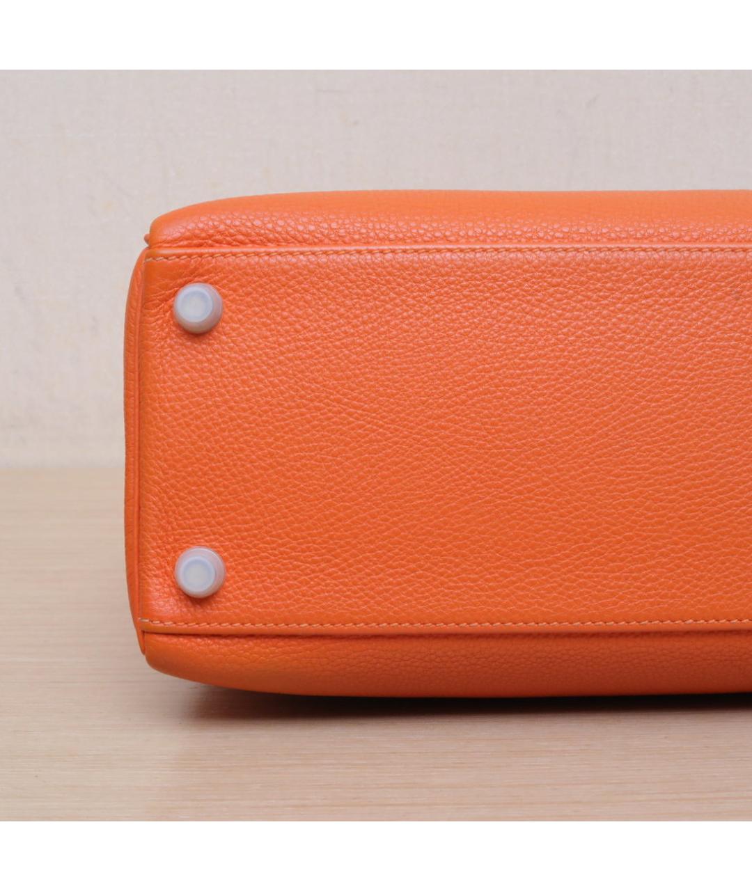 HERMES Оранжевая кожаная сумка через плечо, фото 9