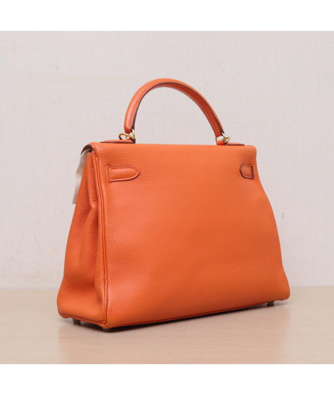 HERMES Оранжевая кожаная сумка через плечо, фото 6