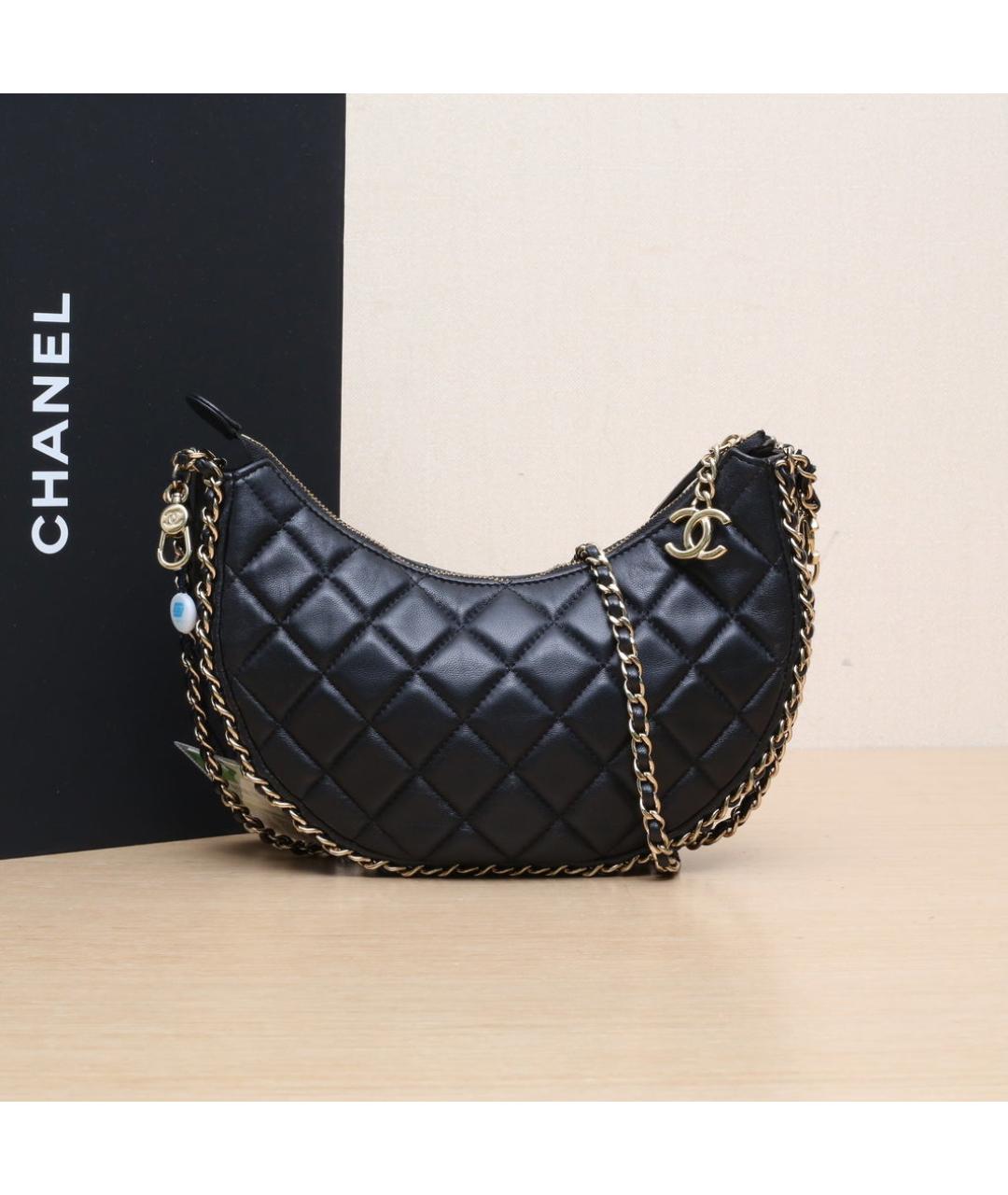 CHANEL Черная кожаная сумка через плечо, фото 2