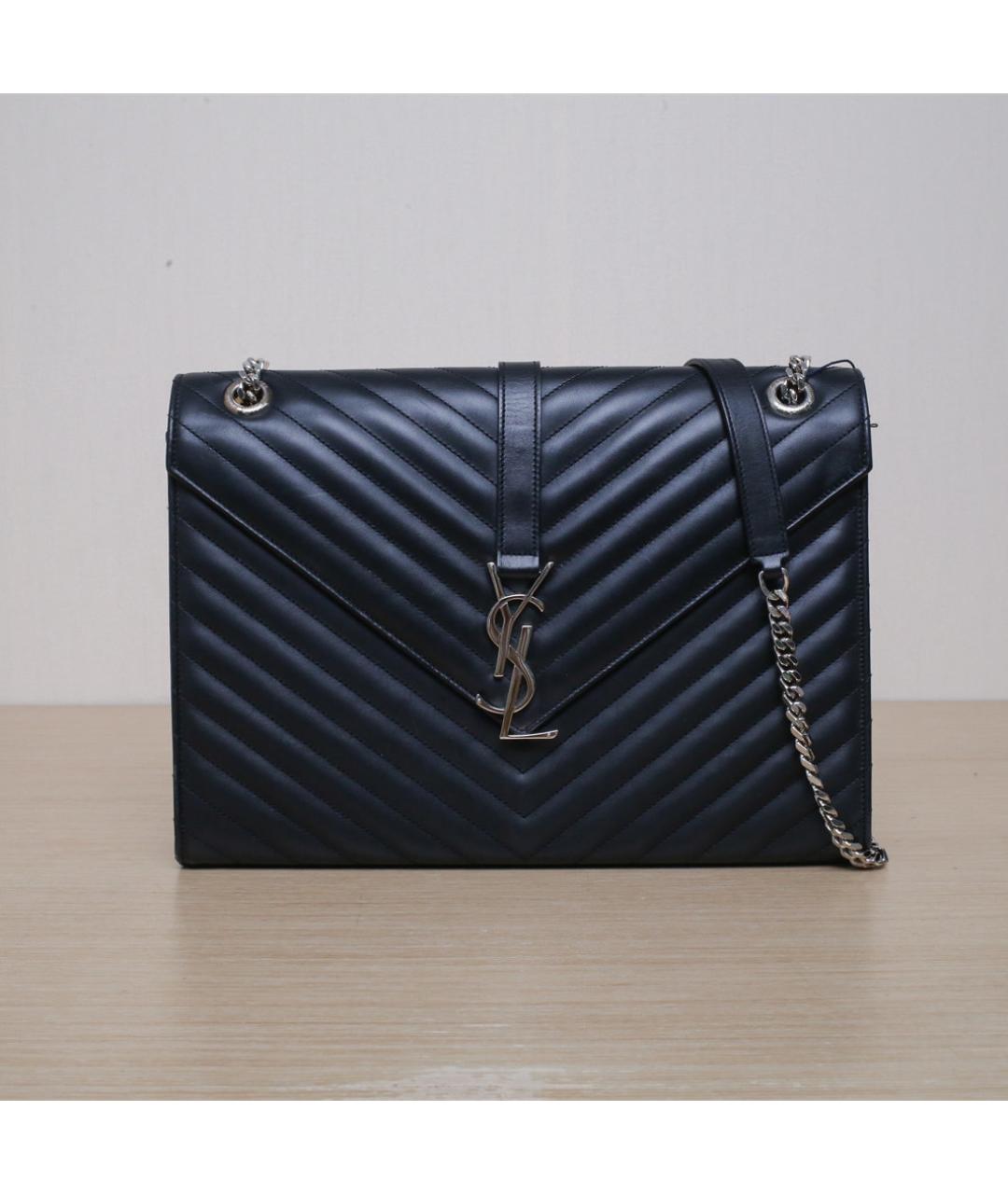 SAINT LAURENT Черная кожаная сумка через плечо, фото 3