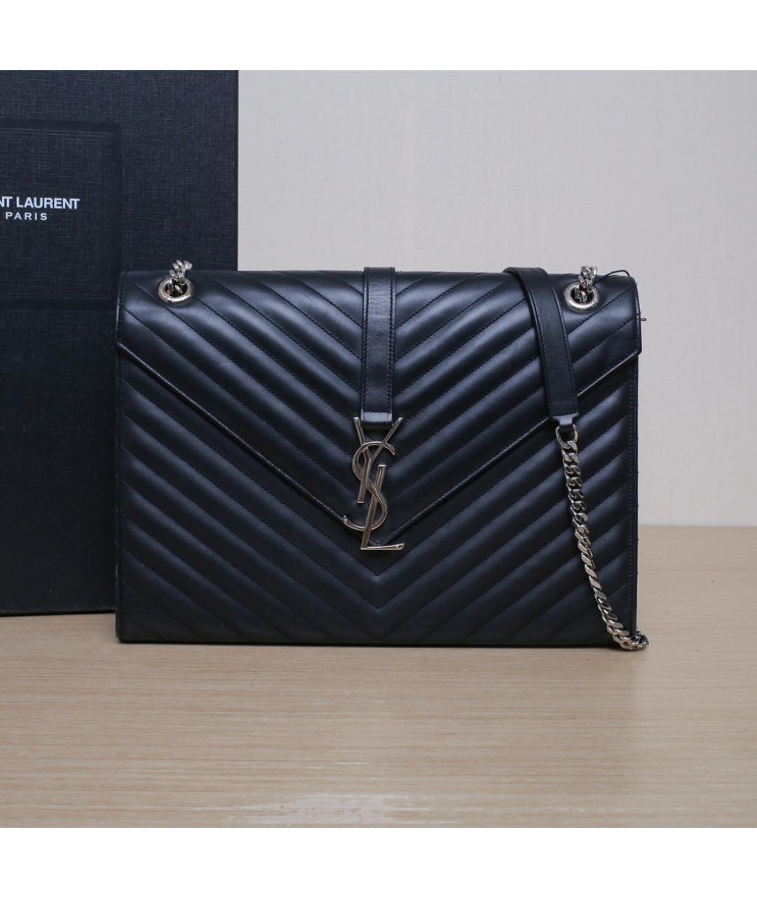 SAINT LAURENT Черная кожаная сумка через плечо, фото 2