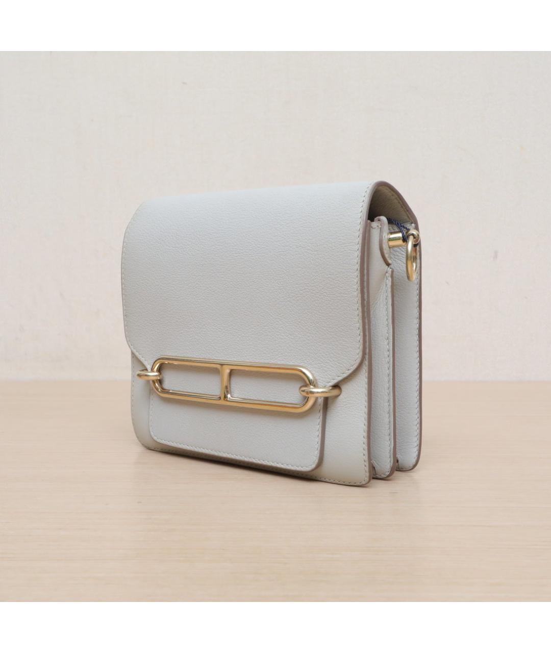 HERMES Серая кожаная сумка через плечо, фото 4
