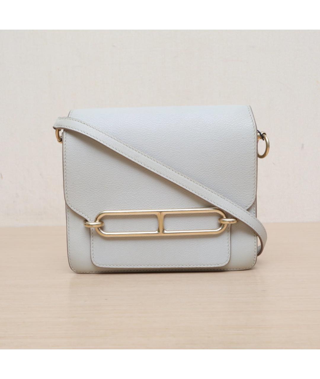 HERMES Серая кожаная сумка через плечо, фото 3