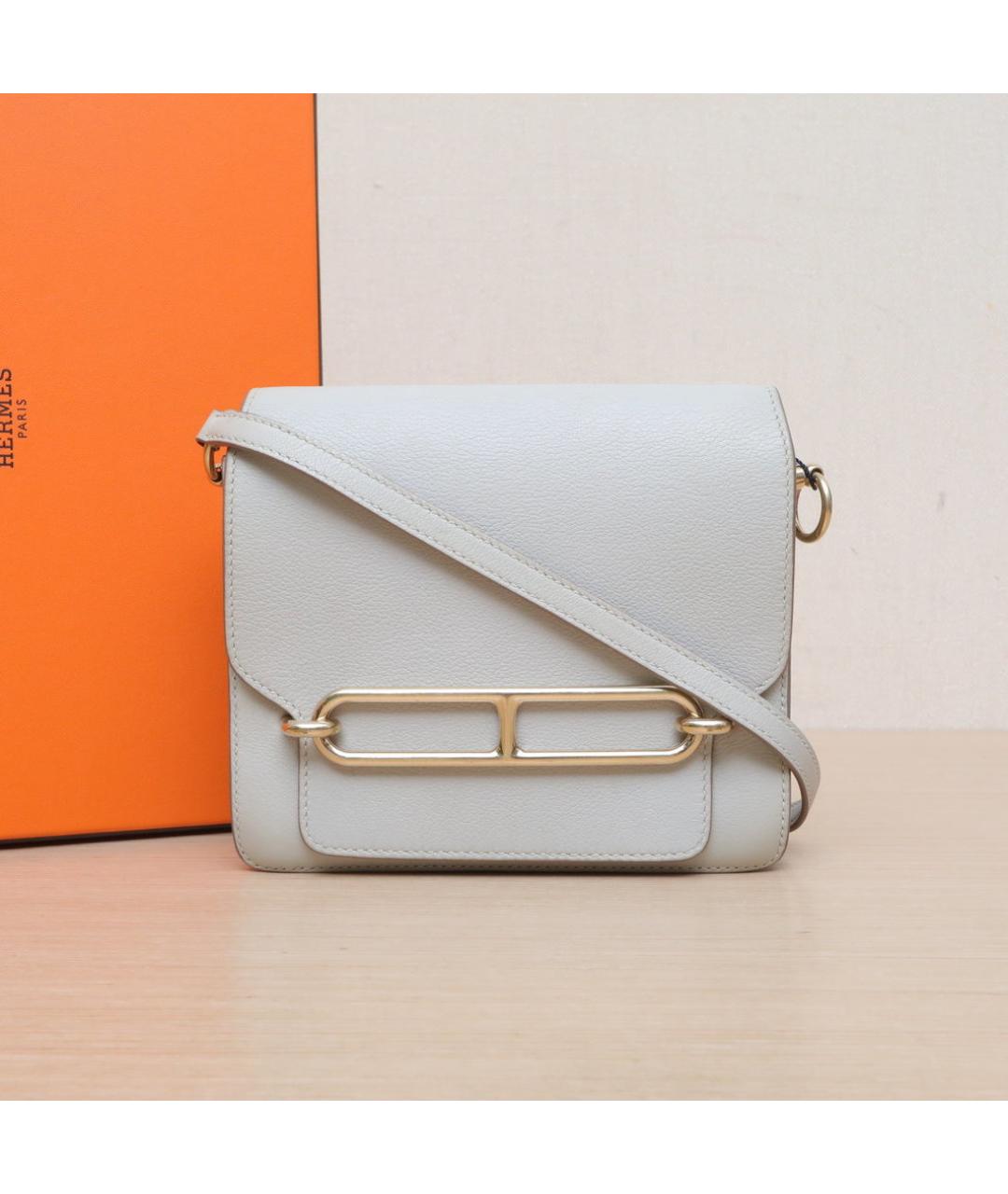 HERMES Серая кожаная сумка через плечо, фото 2