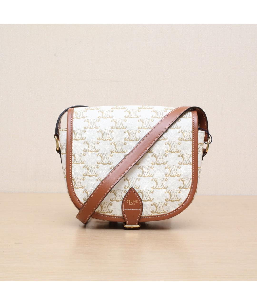 CELINE Белая кожаная сумка через плечо, фото 3