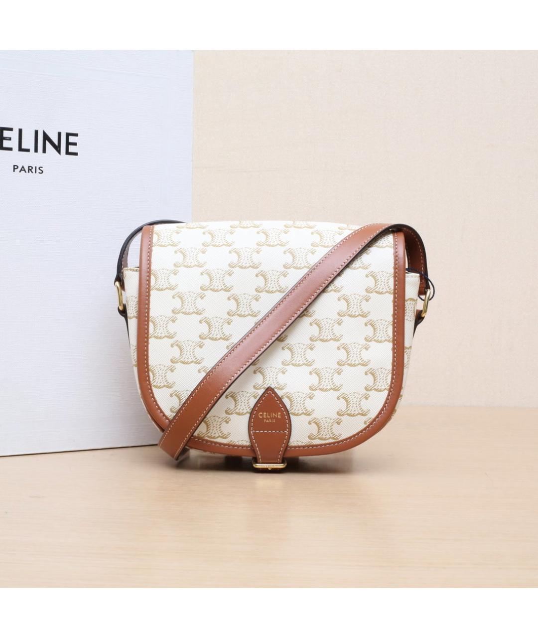 CELINE Белая кожаная сумка через плечо, фото 2