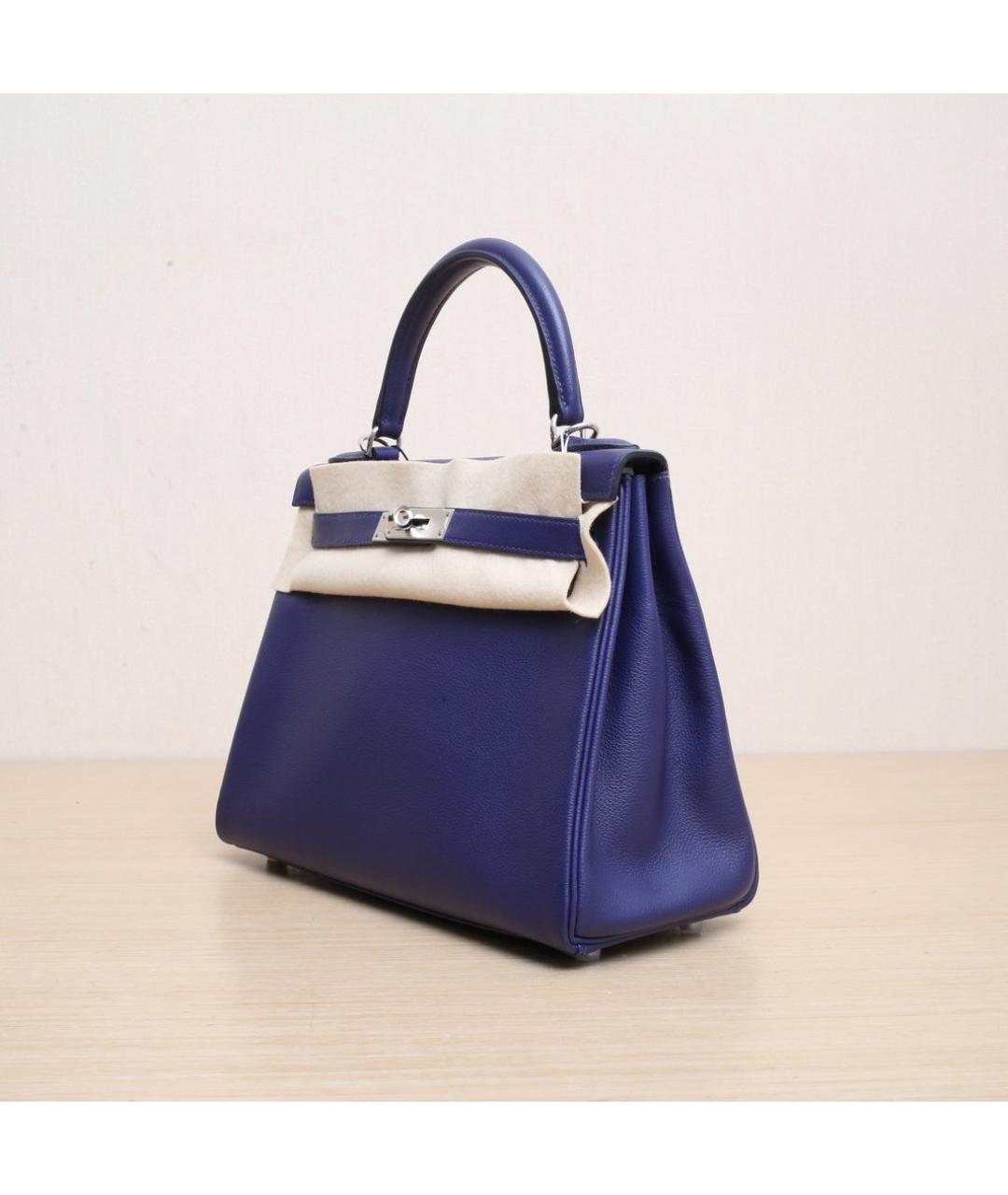 HERMES Темно-синяя кожаная сумка через плечо, фото 4