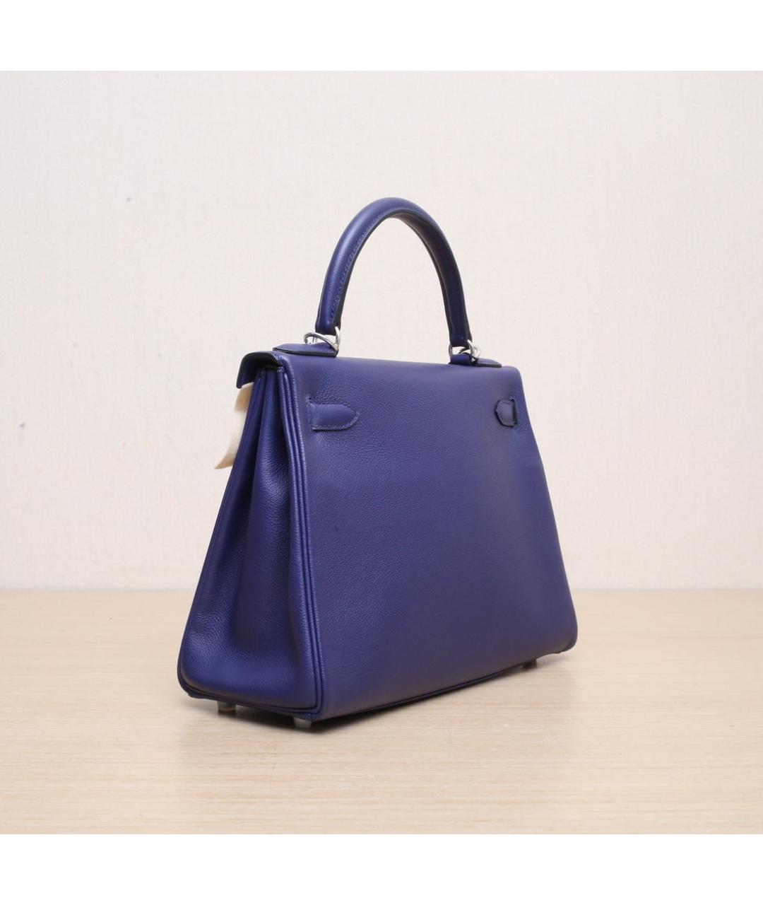 HERMES Темно-синяя кожаная сумка через плечо, фото 6