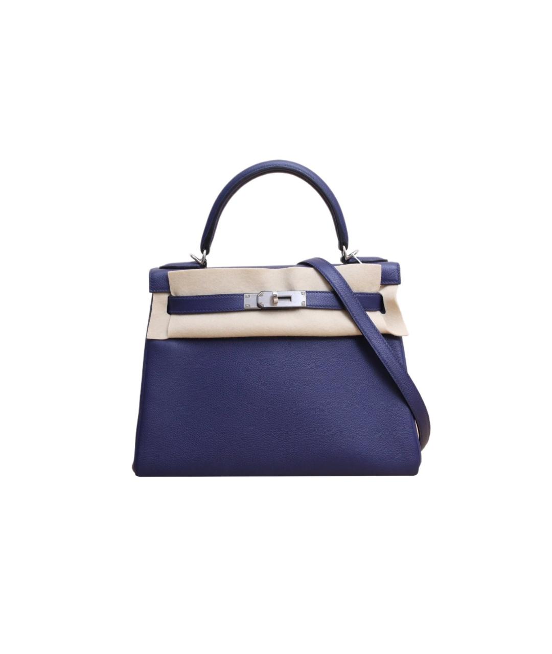 HERMES Темно-синяя кожаная сумка через плечо, фото 1