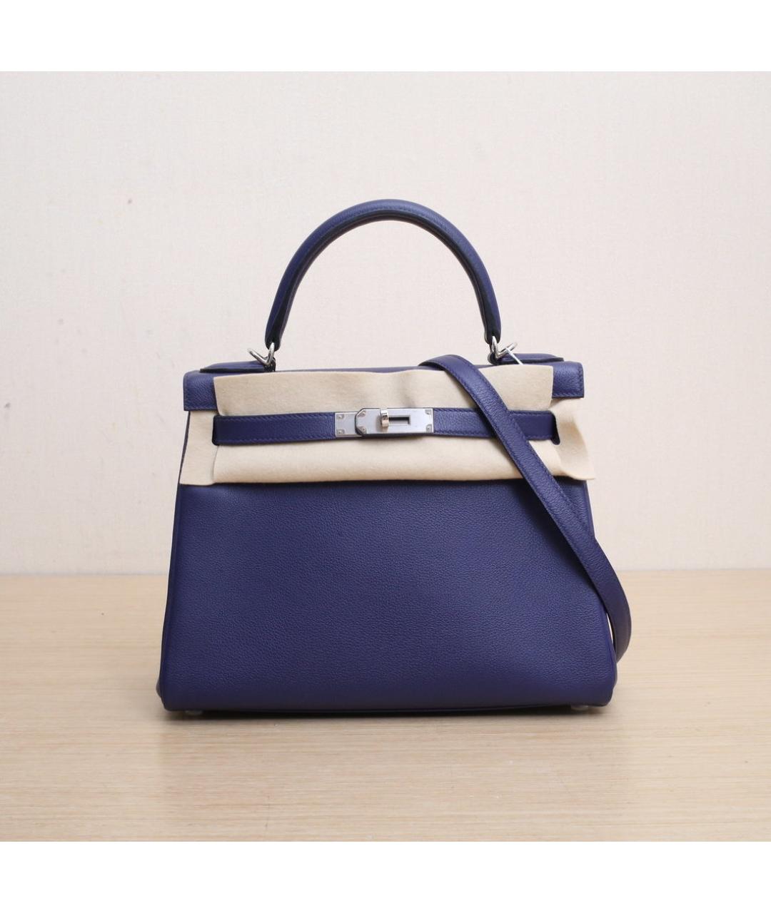 HERMES Темно-синяя кожаная сумка через плечо, фото 3