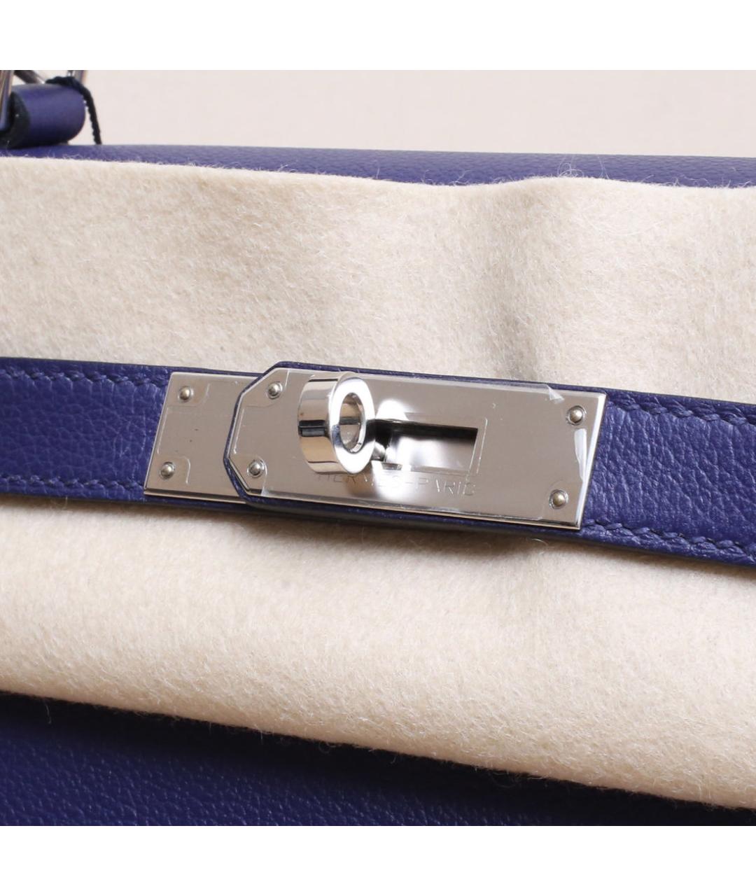 HERMES Темно-синяя кожаная сумка через плечо, фото 8