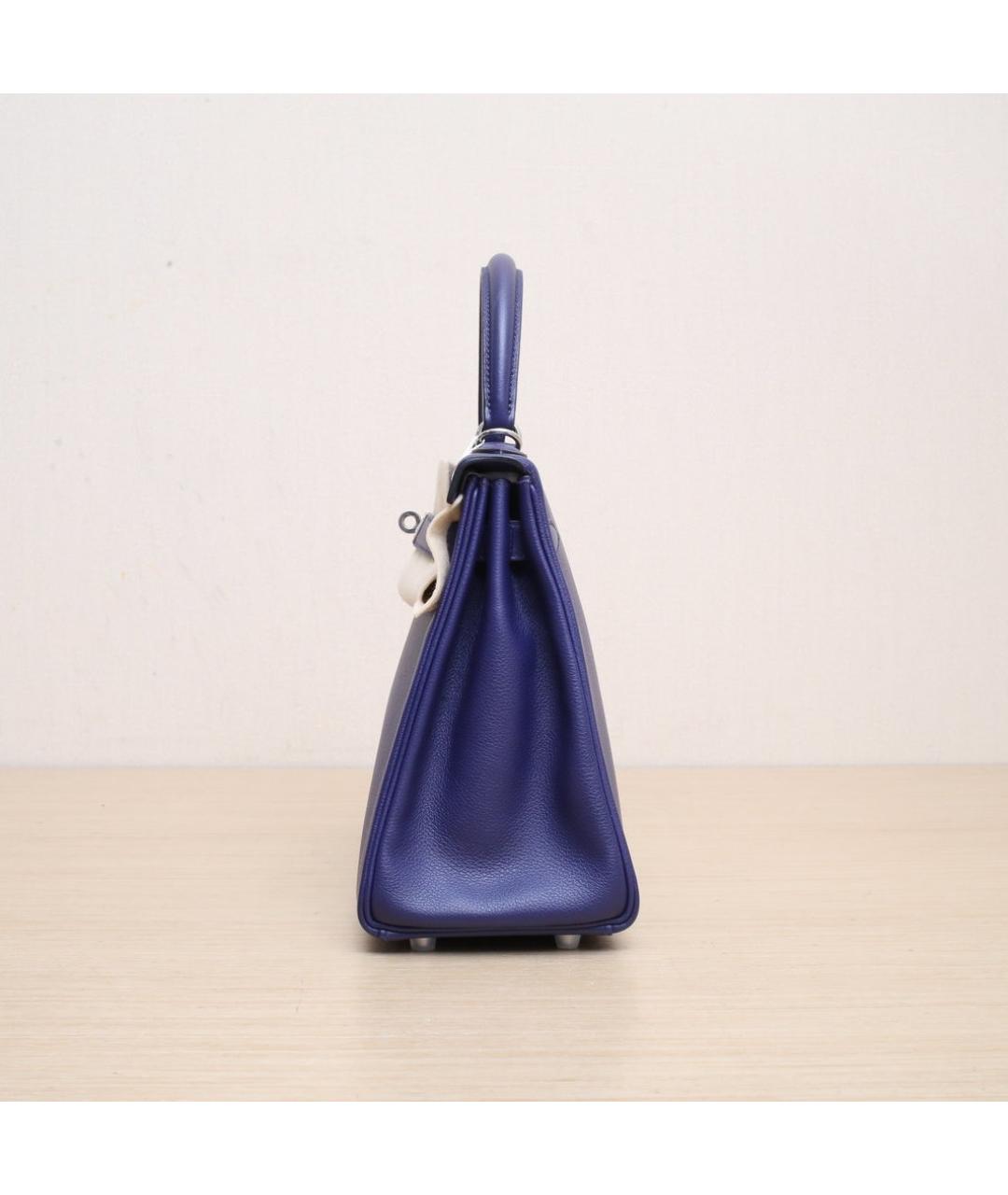 HERMES Темно-синяя кожаная сумка через плечо, фото 5