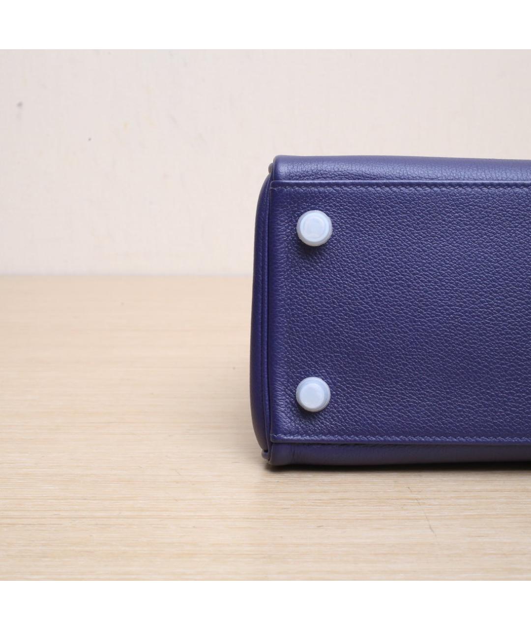 HERMES Темно-синяя кожаная сумка через плечо, фото 9