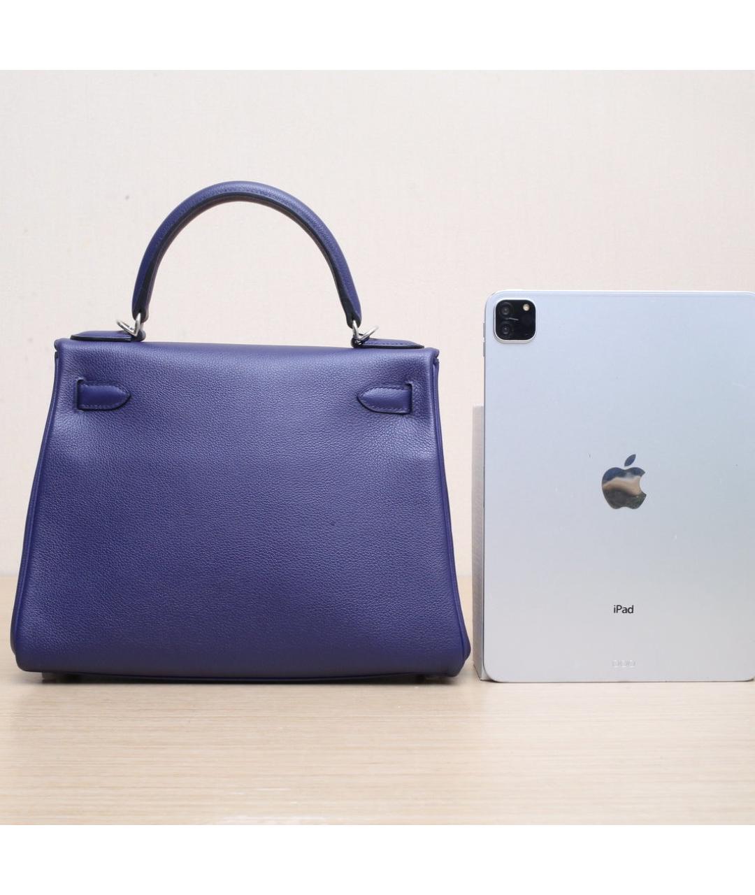 HERMES Темно-синяя кожаная сумка через плечо, фото 7