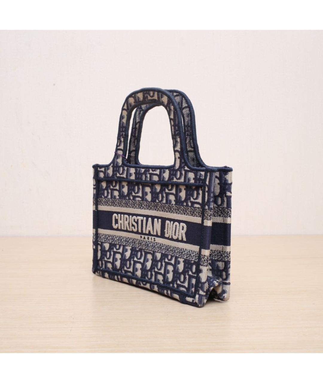 CHRISTIAN DIOR Темно-синяя тканевая сумка через плечо, фото 4