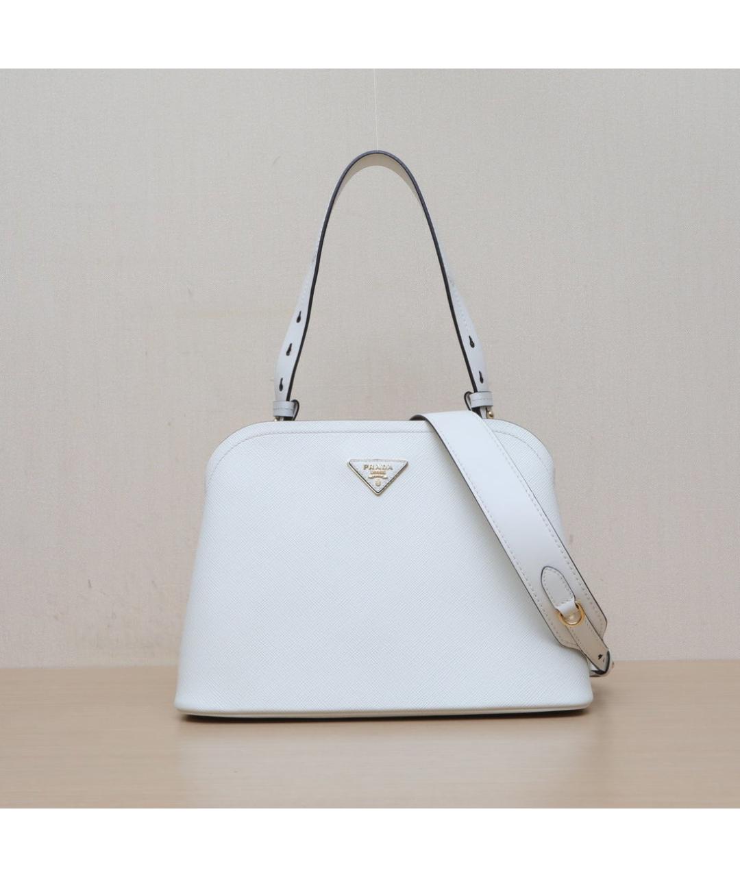 PRADA Белая кожаная сумка через плечо, фото 3