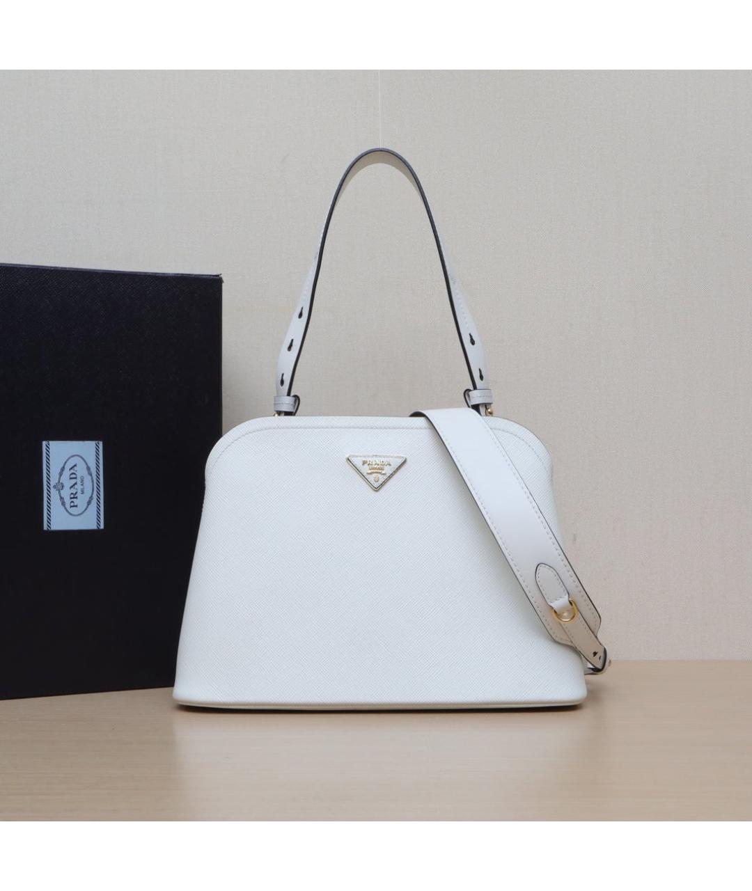 PRADA Белая кожаная сумка через плечо, фото 2
