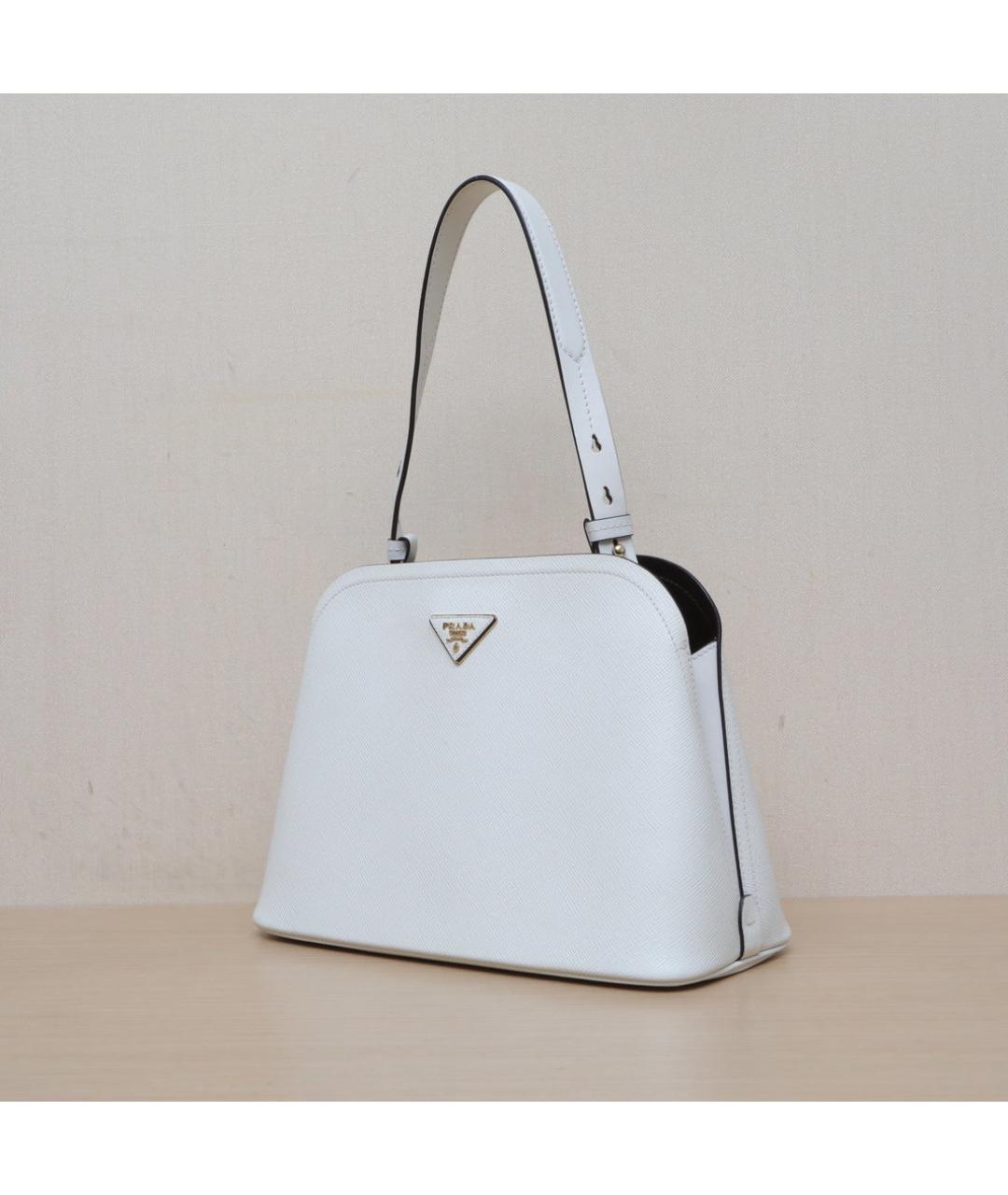 PRADA Белая кожаная сумка через плечо, фото 4