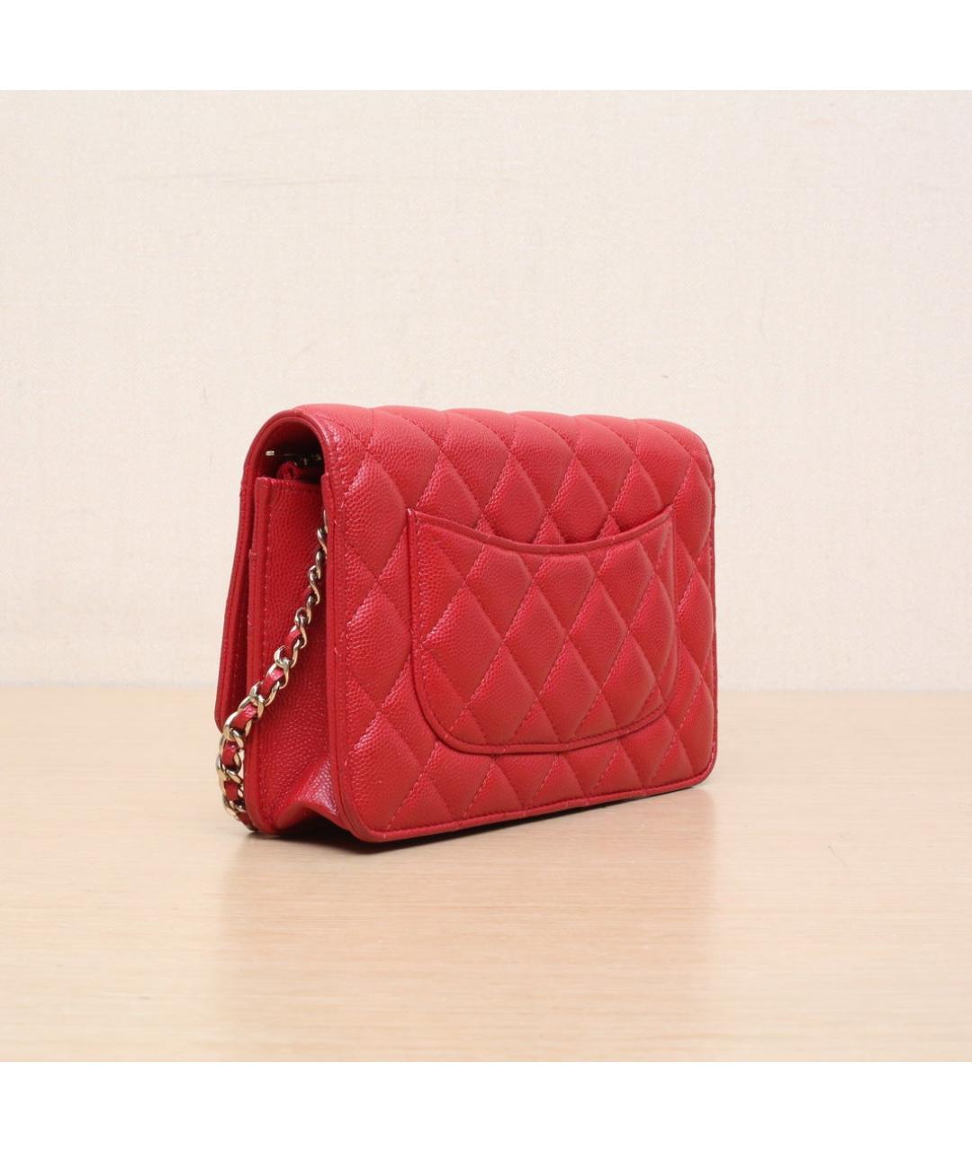 CHANEL Красная кожаная сумка через плечо, фото 6