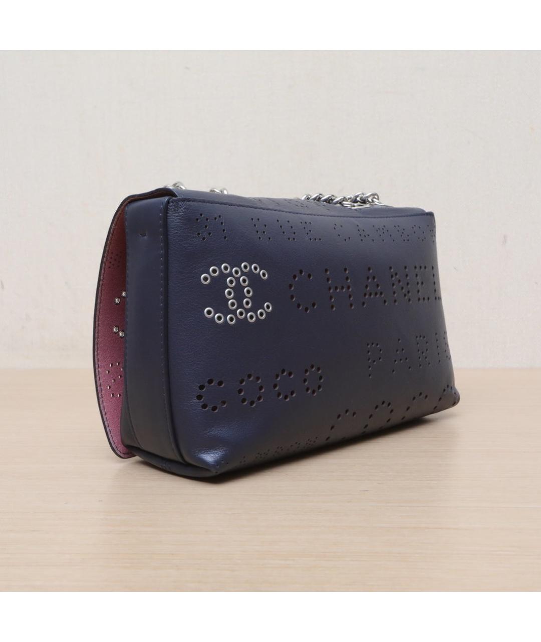 CHANEL Темно-синяя кожаная сумка через плечо, фото 6