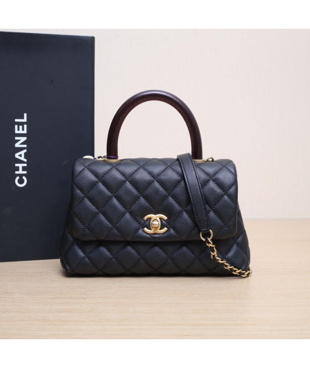 CHANEL Черная кожаная сумка через плечо, фото 2