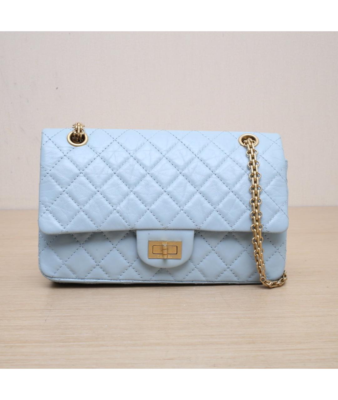 CHANEL Голубая кожаная сумка через плечо, фото 3