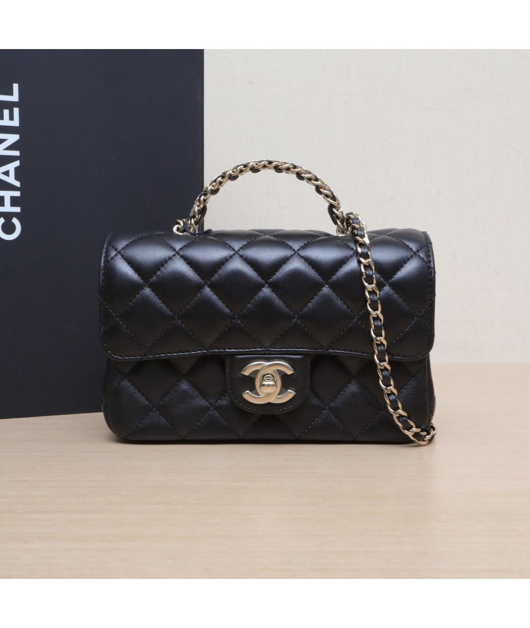 CHANEL Черная кожаная сумка через плечо, фото 2