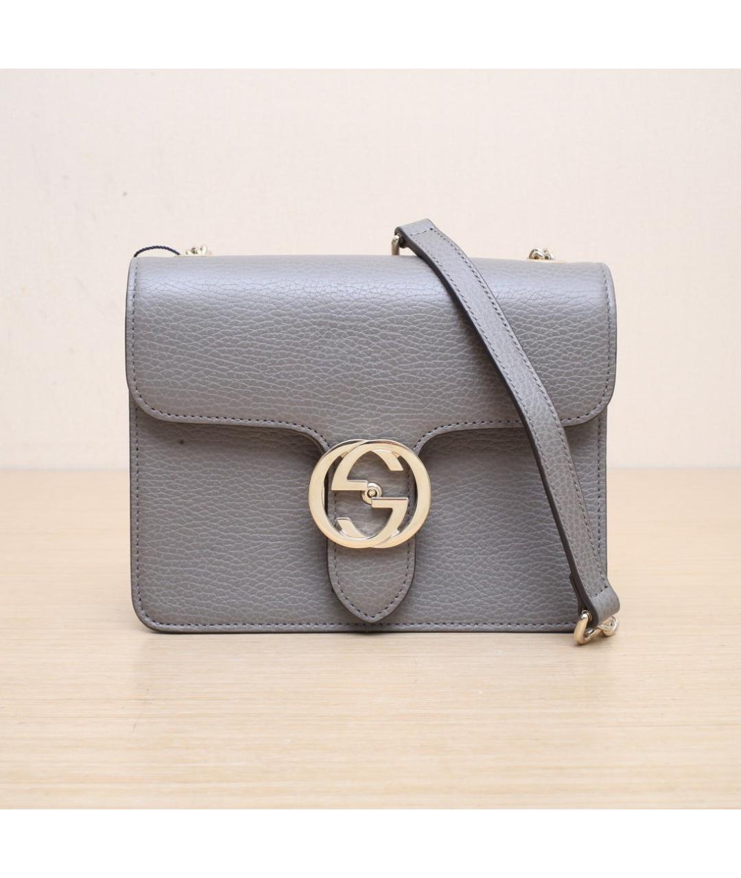 GUCCI Серая кожаная сумка через плечо, фото 3