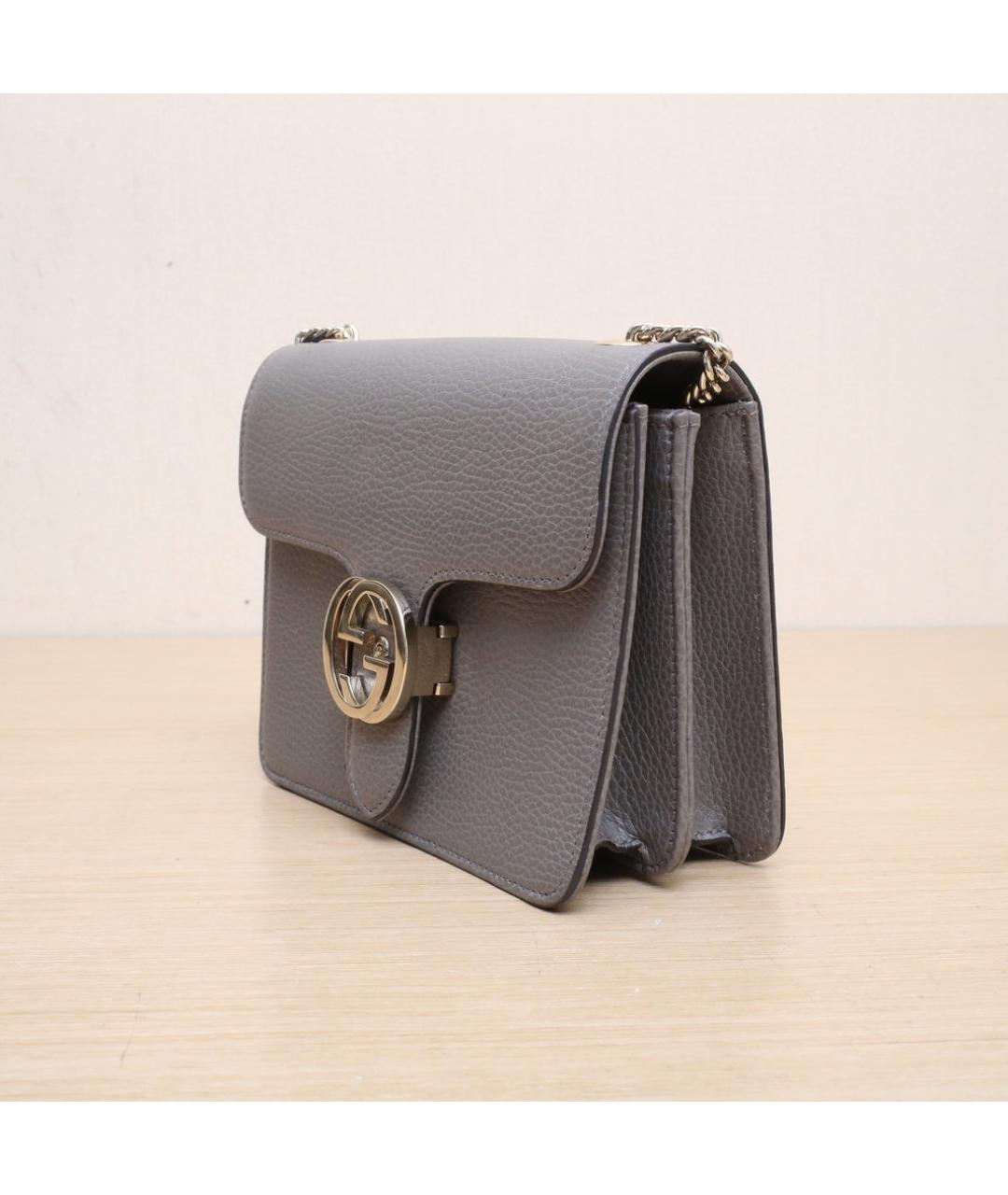 GUCCI Серая кожаная сумка через плечо, фото 4